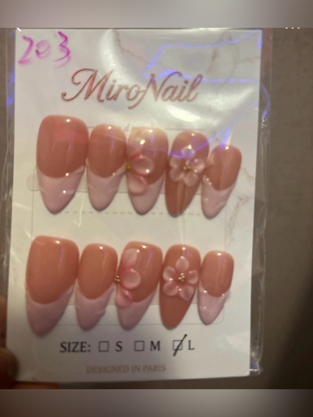 Pink Floral French Press-On Nail Set